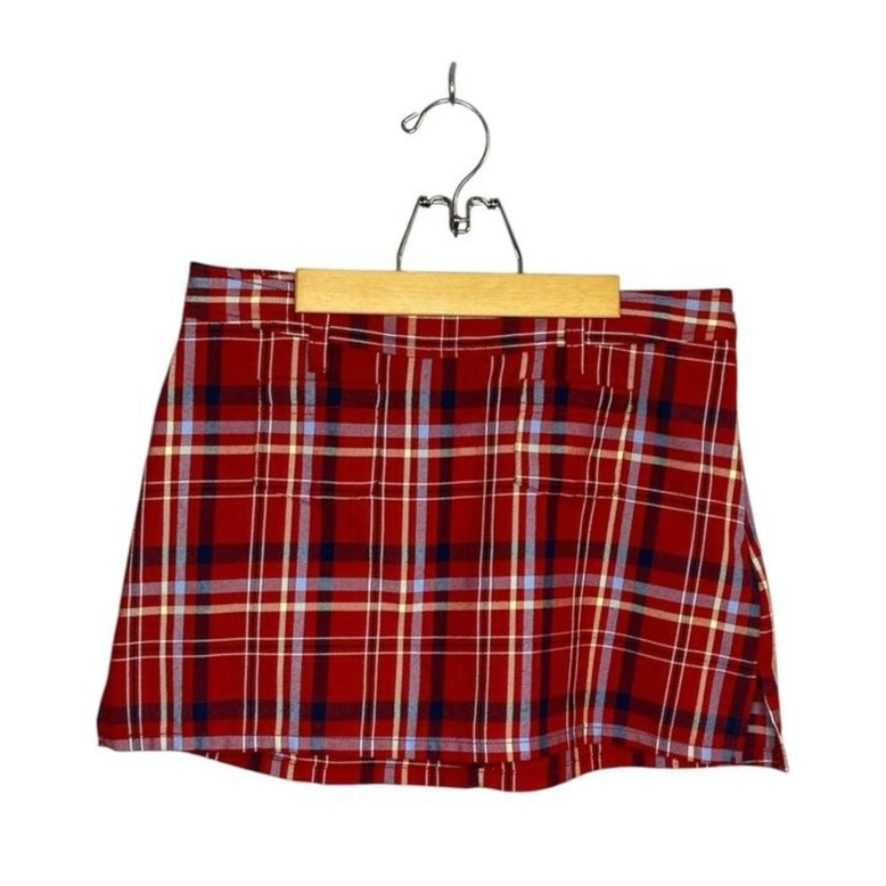 Vintage Abercrombie & Fitch Red Plaid Low-Rise Mini Skirt
